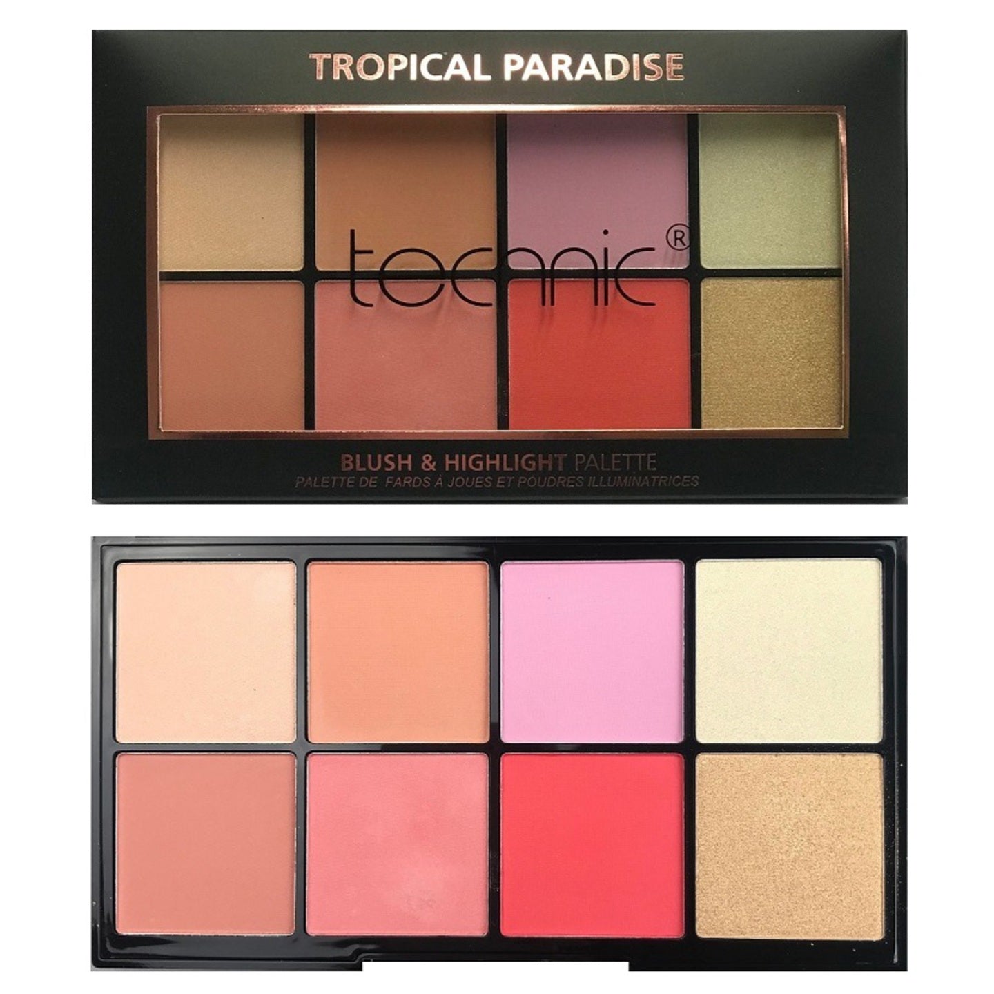 Technic Cosmetics - Blush & Highlighter Palette, Tropical Paradise - ADDROS.COM